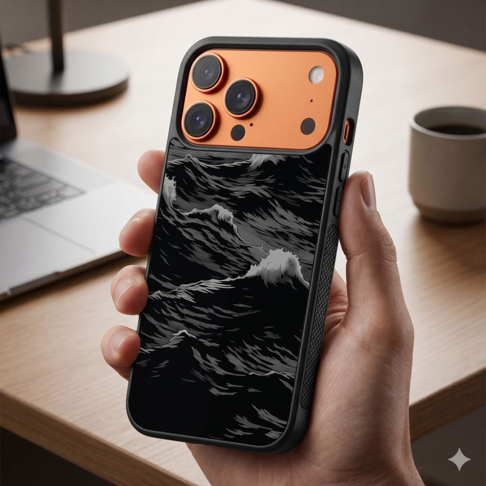 Dark Ocean Wave Art Protective Case Compatible with iPhone, Samsung & Google Pixel FW0277