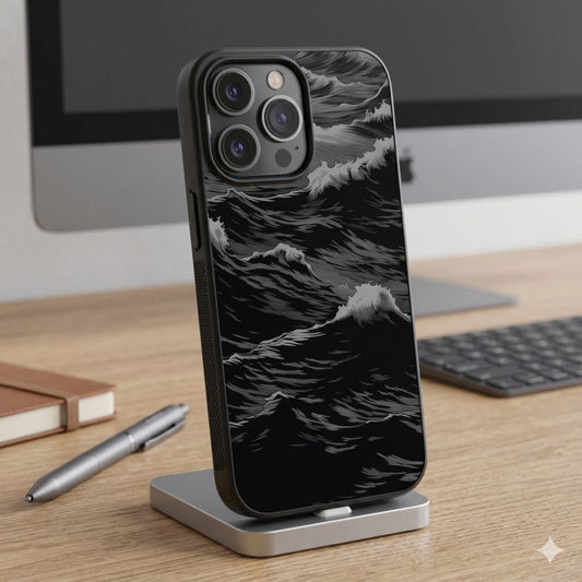 Dark Ocean Wave Art Protective Case Compatible with iPhone, Samsung & Google Pixel FW0277