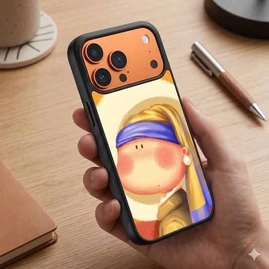 Cute Pearl Earring Girl Protective Case Compatible with iPhone, Samsung & Google Pixel FW0279