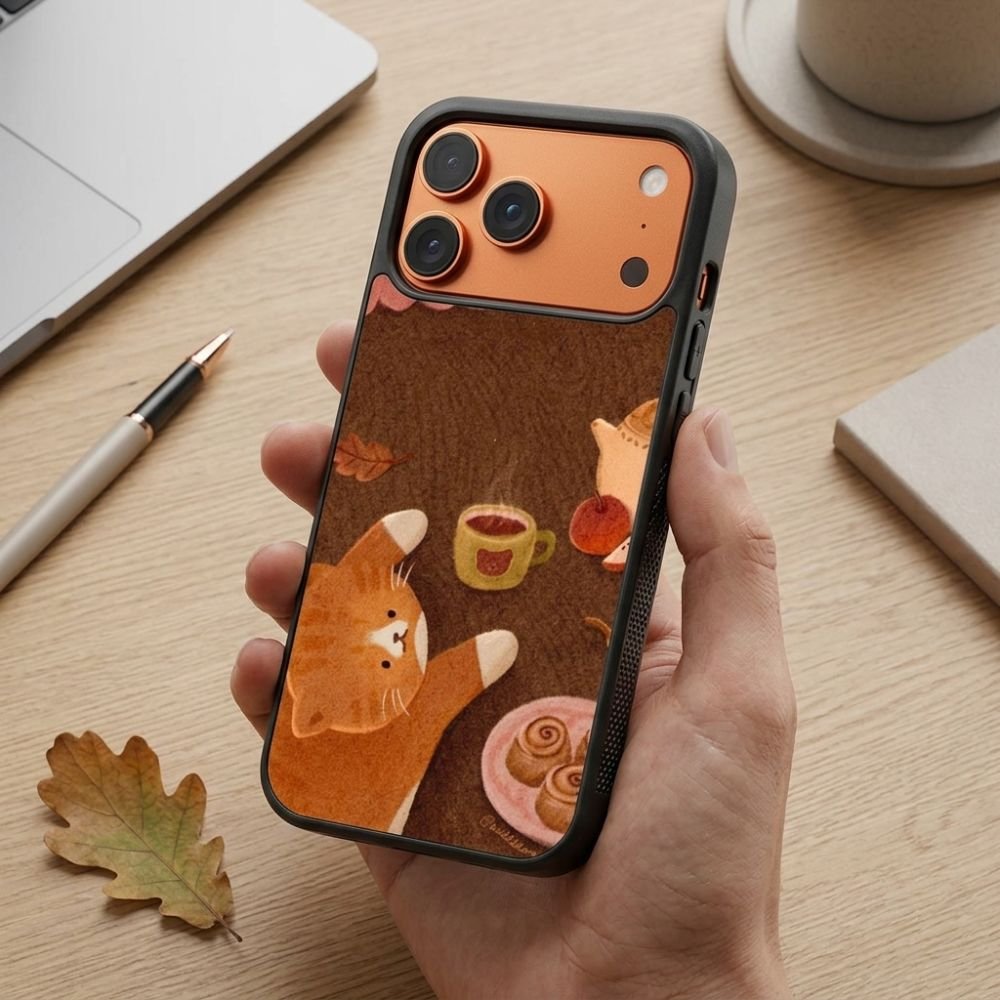 Cozy Tea Time Cat Protective Case Compatible with iPhone, Samsung & Google Pixel FW0284