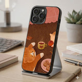 Cozy Tea Time Cat Protective Case Compatible with iPhone, Samsung & Google Pixel FW0284