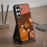 Cozy Tea Time Cat Protective Case Compatible with iPhone, Samsung & Google Pixel FW0284