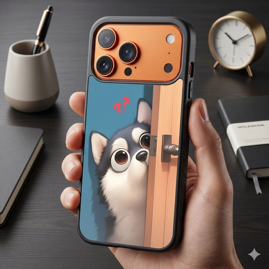 Curious Husky Puppy Protective Case Compatible with iPhone, Samsung & Google Pixel FW0285