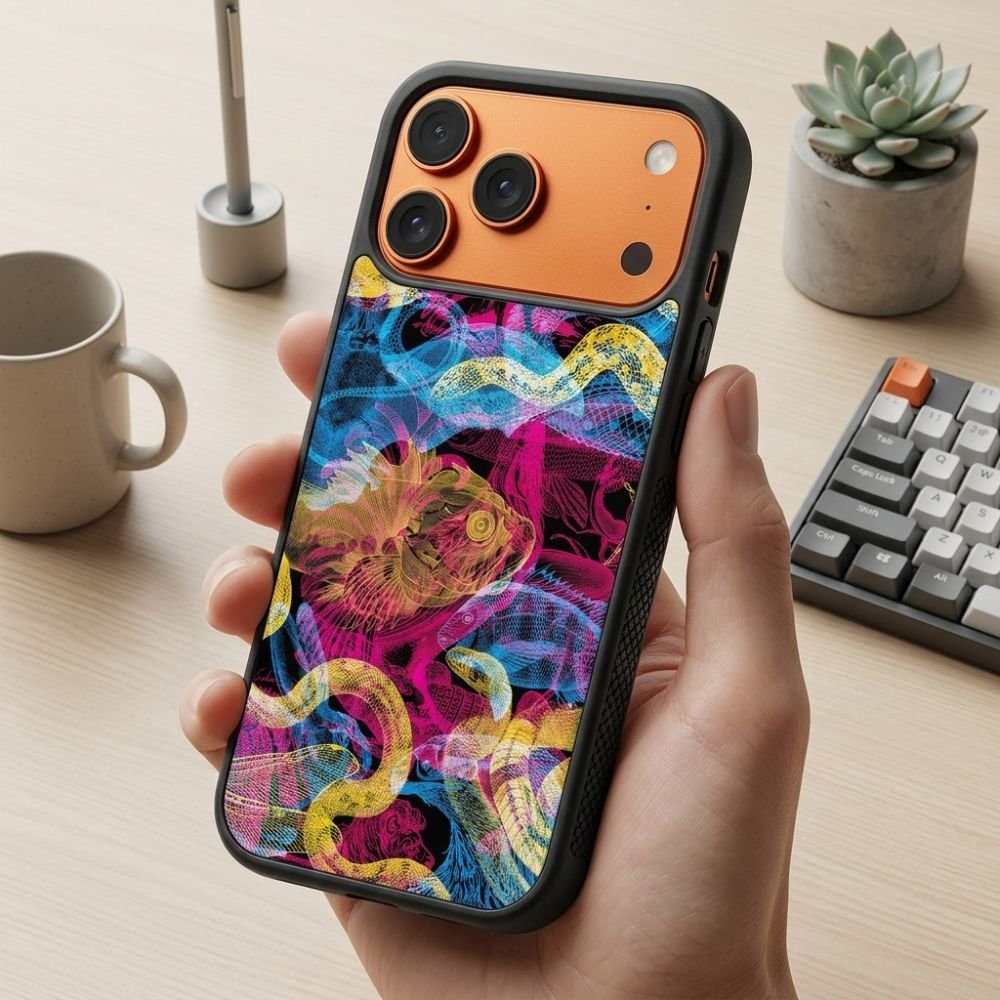 Neon Wildlife Overlay Protective Case Compatible with iPhone, Samsung & Google Pixel FW0289