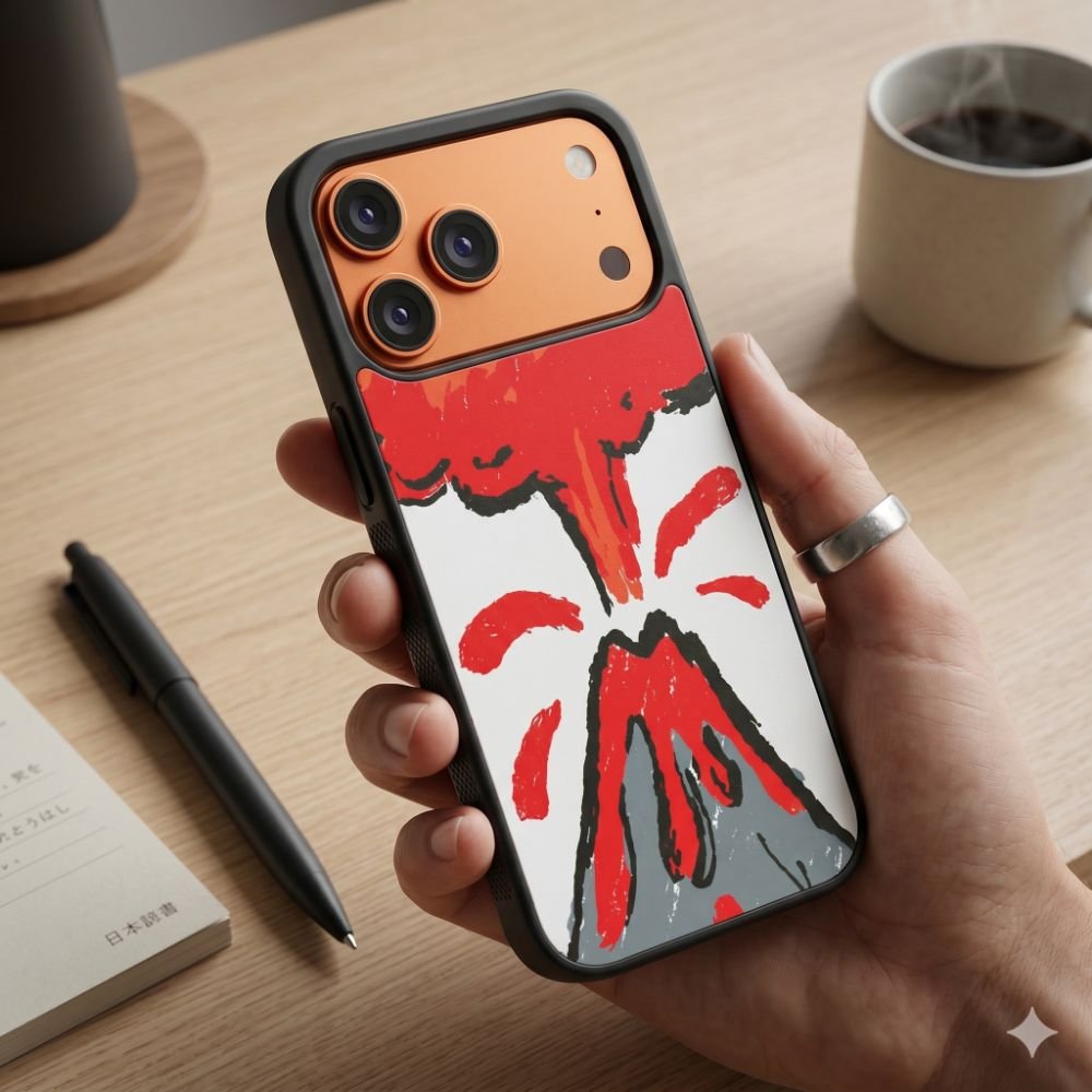 Red Volcano Eruption Protective Case Compatible with iPhone, Samsung & Google Pixel FW0292