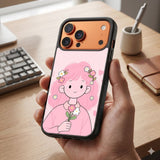 Pink Flower Girl Protective Case Compatible with iPhone, Samsung & Google Pixel FW0294
