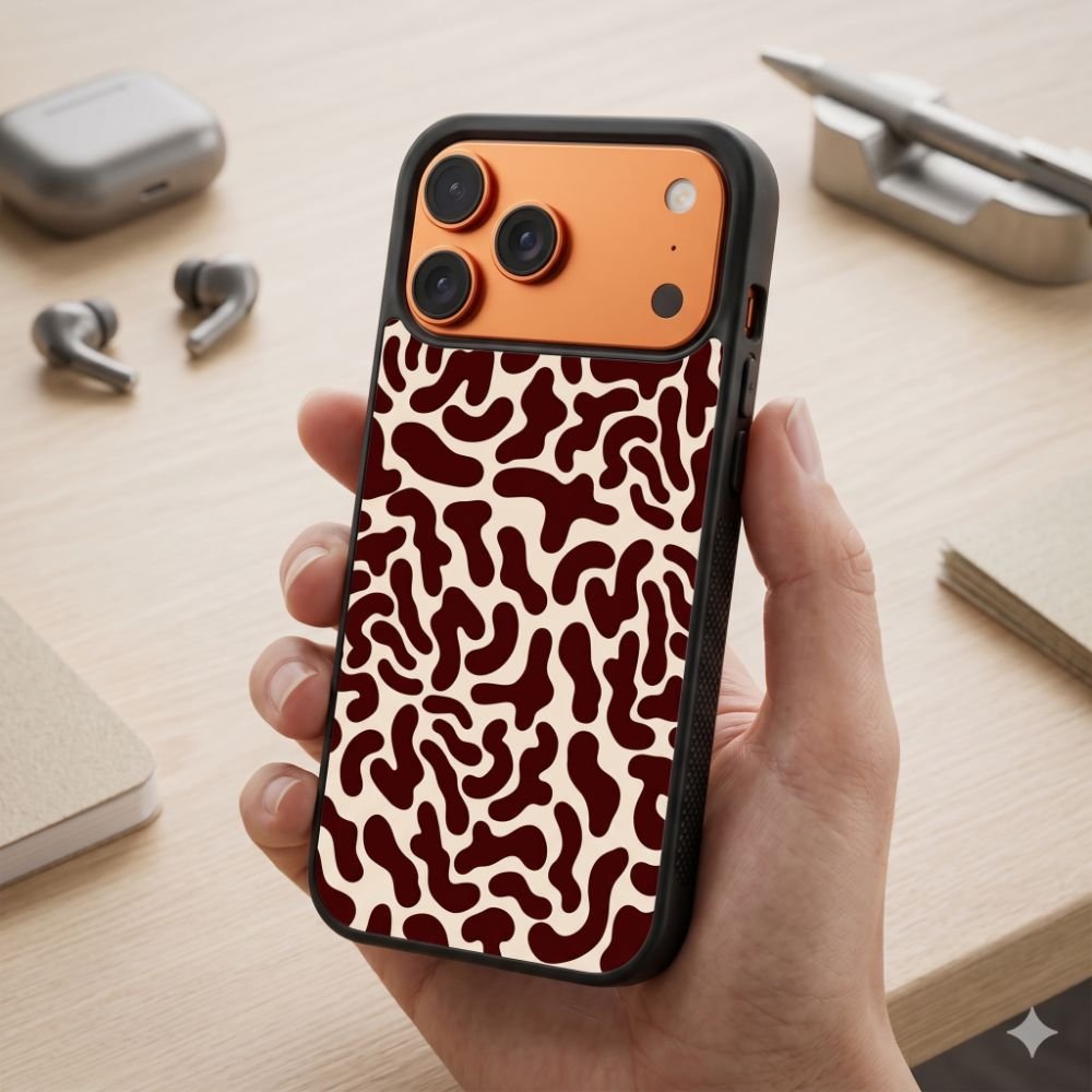 Organic Brown Pattern Protective Case Compatible with iPhone, Samsung & Google Pixel FW0295