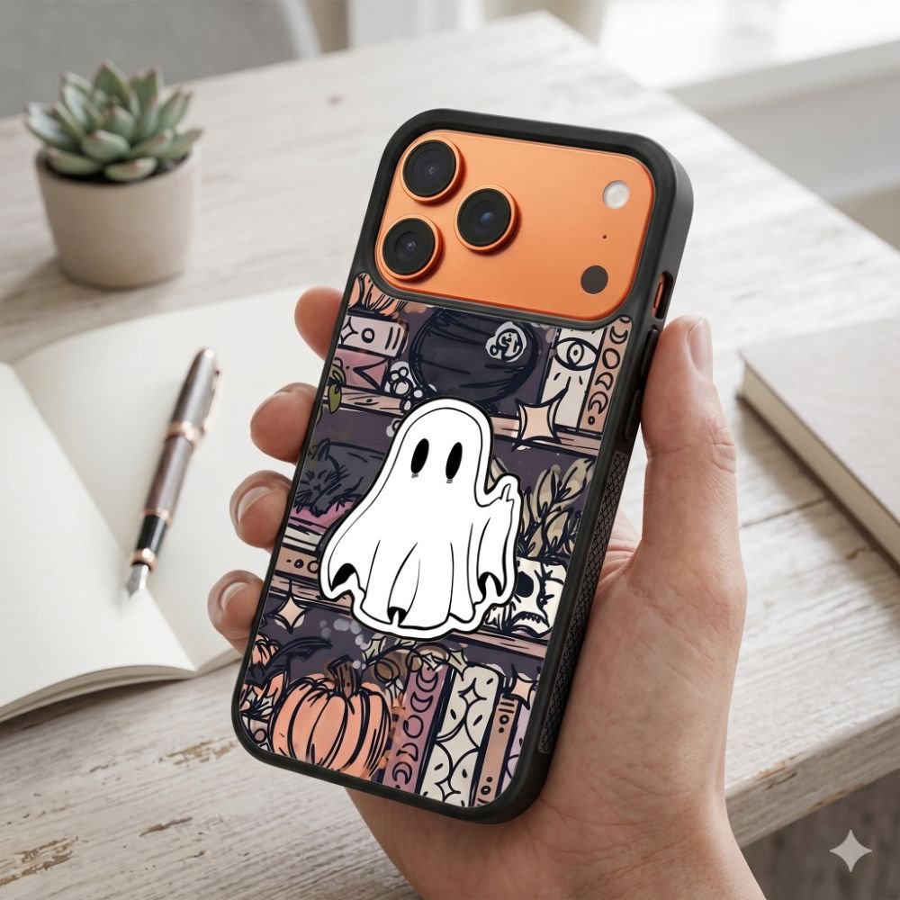 Spooky Ghost Library Protective Case Compatible with iPhone, Samsung & Google Pixel FW0297