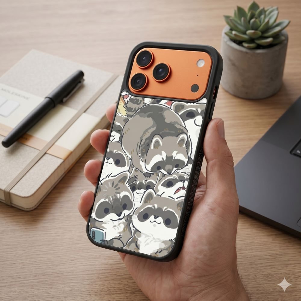 Raccoon Party Pile Protective Case Compatible with iPhone, Samsung & Google Pixel FW0300