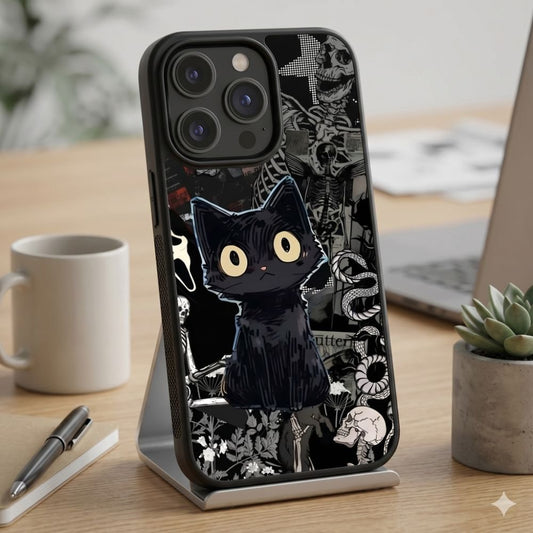 Gothic Void Cat Protective Case Compatible with iPhone, Samsung & Google Pixel FW0305