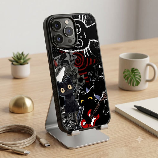 Grunge Rocker Cats Protective Case Compatible with iPhone, Samsung & Google Pixel FW0306
