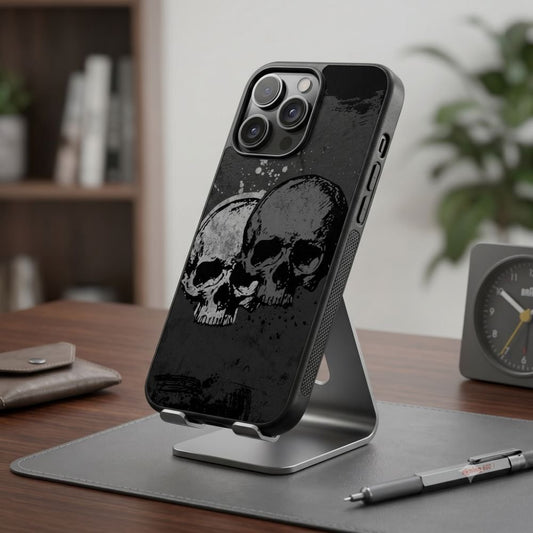 Grunge Twin Skulls Protective Case Compatible with iPhone, Samsung & Google Pixel FW0307