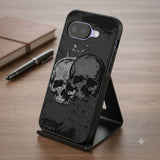 Grunge Twin Skulls Protective Case Compatible with iPhone, Samsung & Google Pixel FW0307
