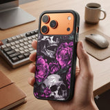 Purple Roses & Skulls Protective Case Compatible with iPhone, Samsung & Google Pixel FW0310
