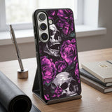 Purple Roses & Skulls Protective Case Compatible with iPhone, Samsung & Google Pixel FW0310