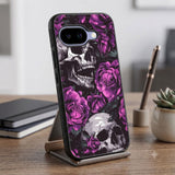 Purple Roses & Skulls Protective Case Compatible with iPhone, Samsung & Google Pixel FW0310