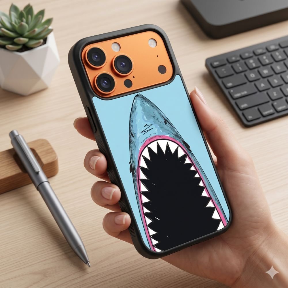 Shark Bite Pop Art Protective Case Compatible with iPhone, Samsung & Google Pixel FW0320
