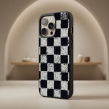 Black And White Checkered Pattern Protective Case Compatible with iPhone, Samsung & Google Pixel FX0202