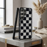 Black And White Checkered Pattern Protective Case Compatible with iPhone, Samsung & Google Pixel FX0202
