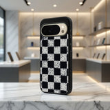 Black And White Checkered Pattern Protective Case Compatible with iPhone, Samsung & Google Pixel FX0202