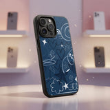 Blue Aesthetic Doodle Pattern Protective Case Compatible with iPhone, Samsung & Google Pixel FX0223