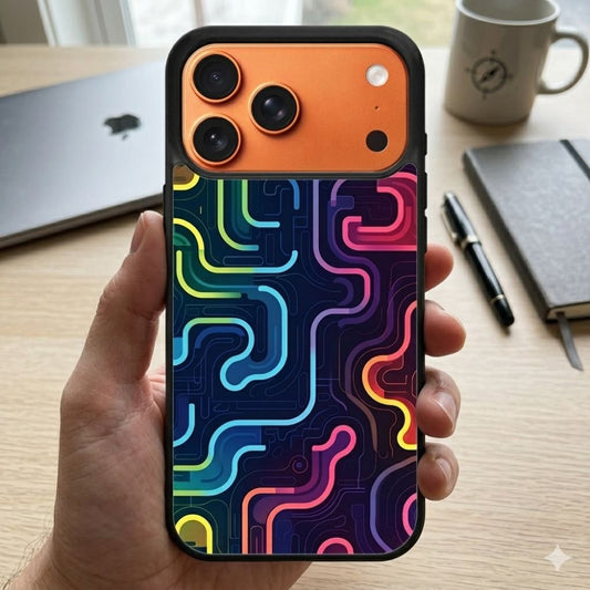 Abstract Neon Lines And Shapes Protective Case Compatible with iPhone, Samsung & Google Pixel FX0230