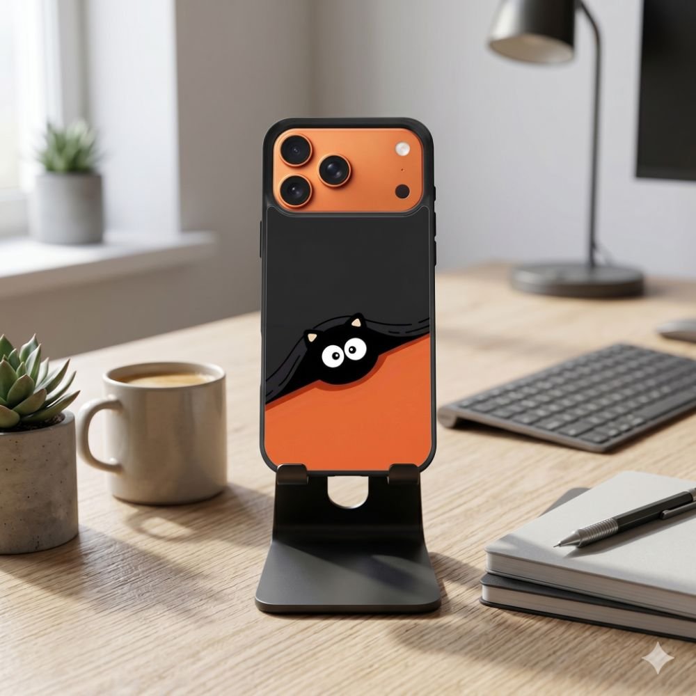 Peeking Black Cat Protective Case Compatible with iPhone, Samsung & Google Pixel FX0232