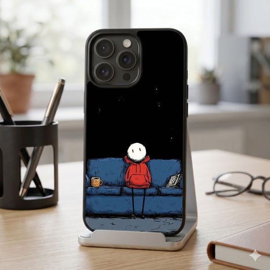 Red Hoodie Sitting Alone Protective Case Compatible with iPhone, Samsung & Google Pixel FX0233