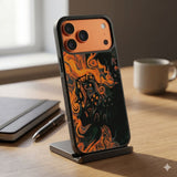 Abstract Orange And Black Protective Case Compatible with iPhone, Samsung & Google Pixel FX0236