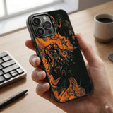 Abstract Orange And Black Protective Case Compatible with iPhone, Samsung & Google Pixel FX0236