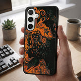 Abstract Orange And Black Protective Case Compatible with iPhone, Samsung & Google Pixel FX0236