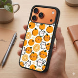 Orange And Cat Pattern Protective Case Compatible with iPhone, Samsung & Google Pixel FX0244