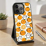 Orange And Cat Pattern Protective Case Compatible with iPhone, Samsung & Google Pixel FX0244
