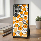 Orange And Cat Pattern Protective Case Compatible with iPhone, Samsung & Google Pixel FX0244