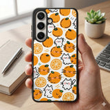 Orange And Cat Pattern Protective Case Compatible with iPhone, Samsung & Google Pixel FX0244