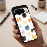 Cat Faces And Stars Protective Case Compatible with iPhone, Samsung & Google Pixel FX0245