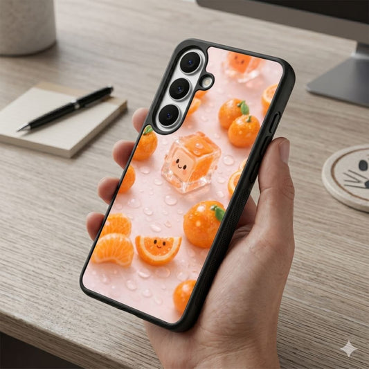 Orange Resin Charms Protective Case Compatible with iPhone, Samsung & Google Pixel FX0251