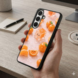 Orange Resin Charms Protective Case Compatible with iPhone, Samsung & Google Pixel FX0251