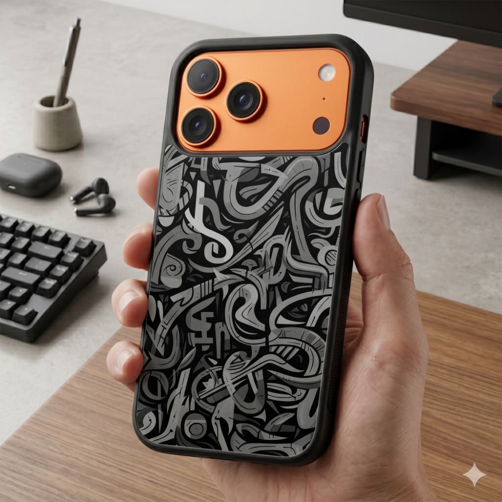 Black And Grey Pattern Protective Case Compatible with iPhone, Samsung & Google Pixel FX0268