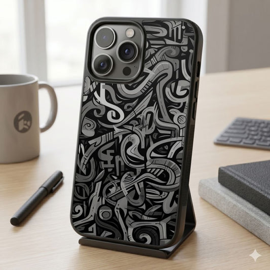 Black And Grey Pattern Protective Case Compatible with iPhone, Samsung & Google Pixel FX0268