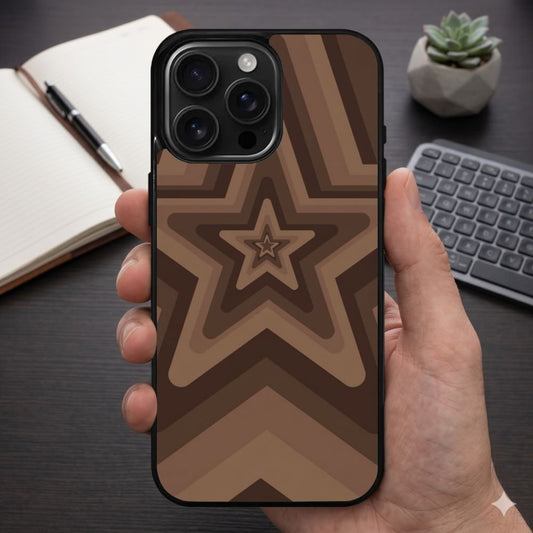 Brown Star Patterned Protective Case Compatible with iPhone, Samsung & Google Pixel FX0269
