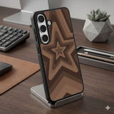 Brown Star Patterned Protective Case Compatible with iPhone, Samsung & Google Pixel FX0269