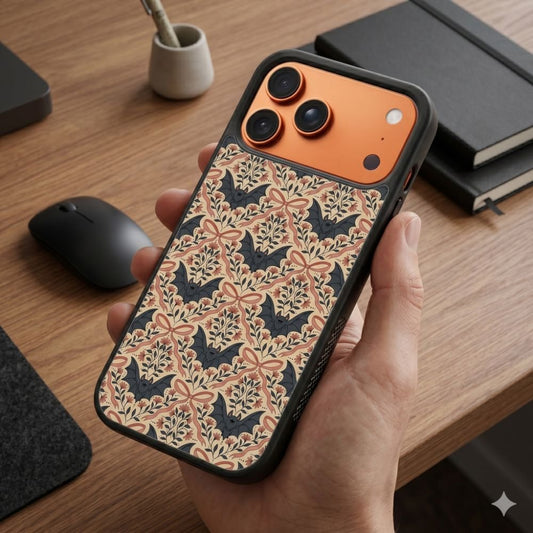 Black Bats Damask With Flowers Protective Case Compatible with iPhone, Samsung & Google Pixel FX0271