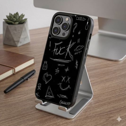 Dark Scribbled Aesthetic Protective Case Compatible with iPhone, Samsung & Google Pixel FX0274