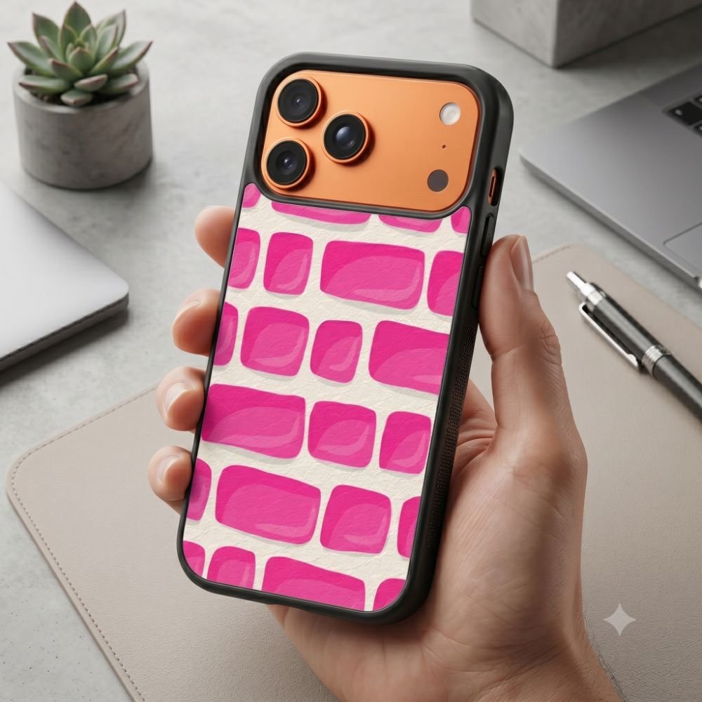 Vibrant Pink And White Brick Protective Case Compatible with iPhone, Samsung & Google Pixel FX0279