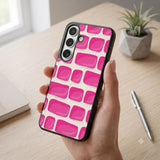 Vibrant Pink And White Brick Protective Case Compatible with iPhone, Samsung & Google Pixel FX0279