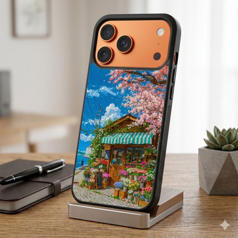 Flower Filled Seaside Shop Protective Case Compatible with iPhone, Samsung & Google Pixel FX0287