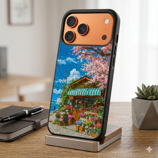 Flower Filled Seaside Shop Protective Case Compatible with iPhone, Samsung & Google Pixel FX0287