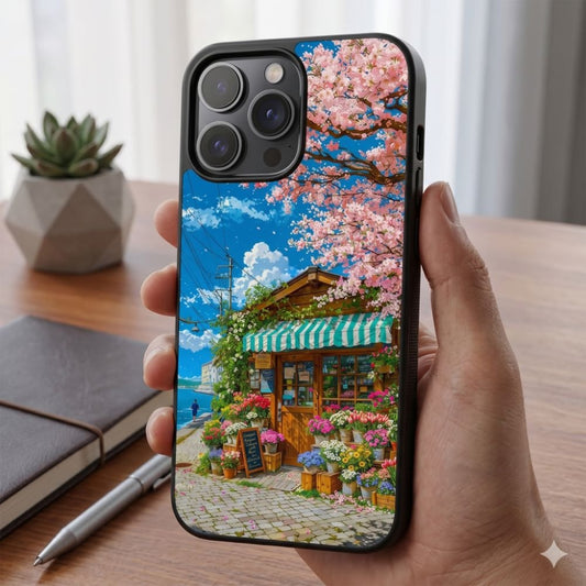 Flower Filled Seaside Shop Protective Case Compatible with iPhone, Samsung & Google Pixel FX0287
