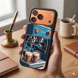 Happy Blue Coffee Machine Art Protective Case Compatible with iPhone, Samsung & Google Pixel FX0292